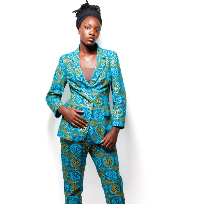 Tailleur africain Élégance Wax Vert